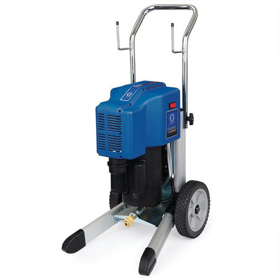 Graco Texspray Fastfinish CF9 air compressor for texture sprayers, shown with hoses and control panel.