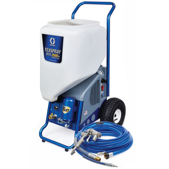 Graco Texspray RTX 2500PI Pro interior texture sprayer for ceiling and wall finishing, professional-grade texture sprayer in action