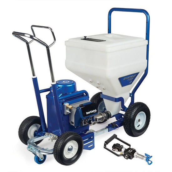 Graco Texspray T-max 6912 electric texture sprayer with lance gun and 50 ft hose for wall and ceiling coating projects.