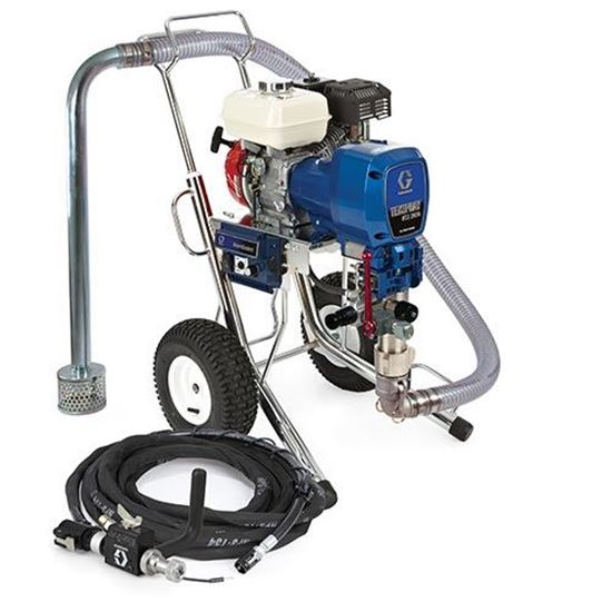 Graco HTX2030 Complete texture sprayer for wall and ceiling applications, shown in a professional setting.