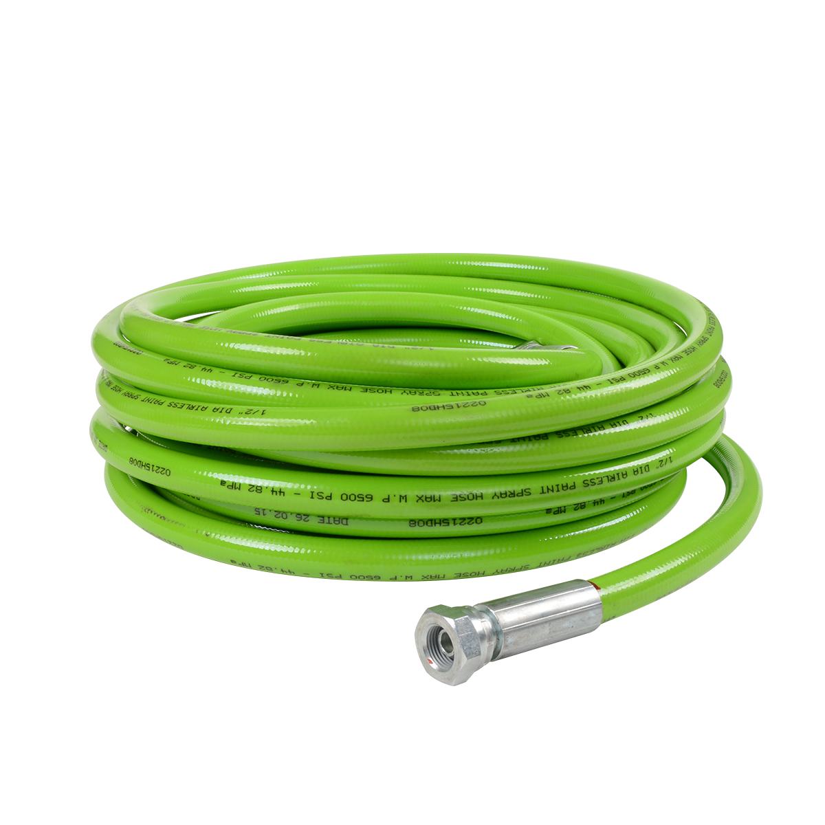 Titan sprayer accessory 1/4-inch by 6-foot hose, rated for 6500 PSI, durable and flexible for high-pressure spraying tasks.