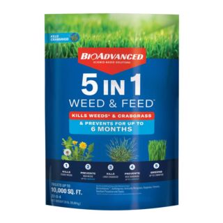 BioAdvanced 5-In-1 Granules Weed & Feed Lawn Fertilizer For All Grasses 10000 sq ft