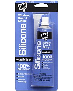 Dap 00752 2.8oz White 100% Silicone Sealant (New PK Size = 6 per case) (6 Pack)