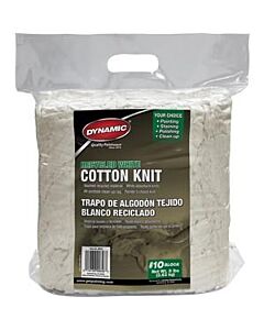 Dynamic 00625 #10 8Lb Block Recycled White Cotton Knit Wiping Cloth (5 Pack)