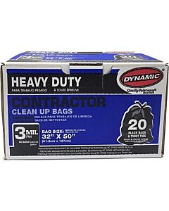 Dynamic 00700 42 Gal 3mil Black Contractor Trash Bag 20Ct (1 Pack)