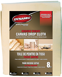 Dynamic 02025 12' x 15' (3.66m x 4.58m) 8 oz. Medium Weight Canvas Drop Cloth (6 Pack)