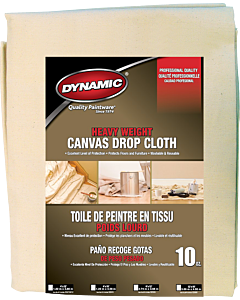 Dynamic 02045 4' x 15' (1.22m x 4.58m) 10 oz. Heavy Weight Canvas Drop Cloth (10 Pack)