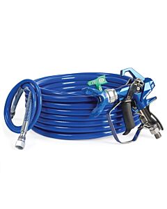 Graco Contractor PC Compact Gun, 1/4 in x 50 ft BlueMax II Airless Hose, 1/8 in x 4.5 ft Whip Hose, RAC X LP 517 SwitchTip - 19Y489