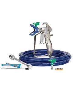 Graco Contractor Airless Spray Gun, RAC X FF LP, BlueMax II Airless Hose, 3/16 in x 25 ft, 10 in Extension - 288501