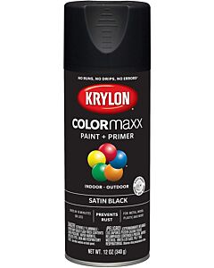 Krylon K05557007 12 oz. Satin Black COLORmaxx Spray (6 Pack)