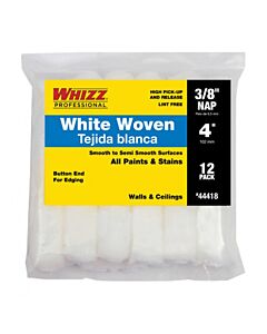 Whizz 44418 4" X 3/8" Nap White Woven 12 Pack