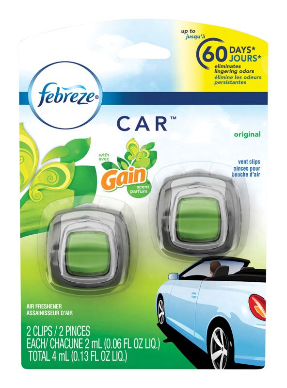 Febreze Car Gain Original Scent Car Vent Clip 0.13 oz Liquid (8 Pack)