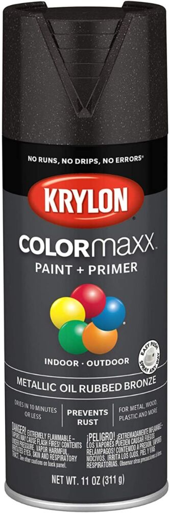 Krylon ColorMaxx Spray Paint + Primer, Metallic Oil-Rubbed Bronze, 11 Oz.  Can