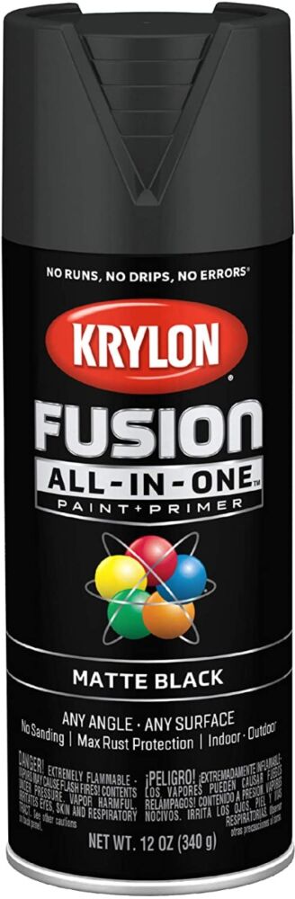 Krylon Fusion 12 oz Spray Paint Black Satin