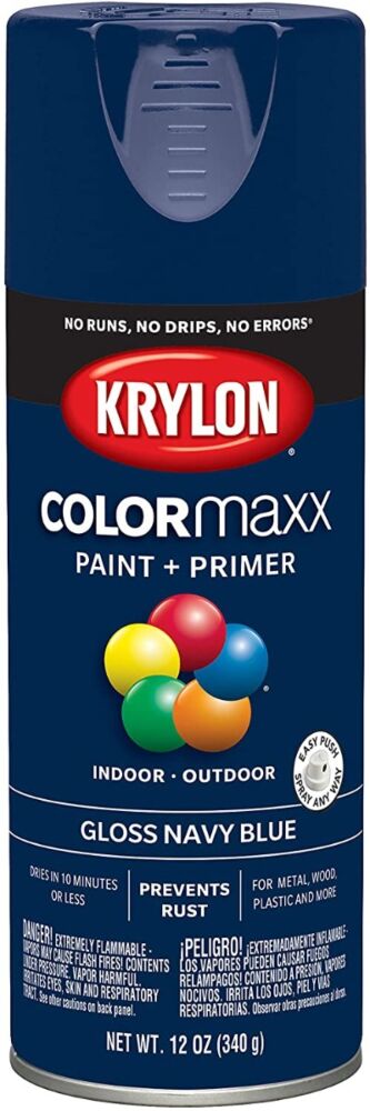 Krylon ColorMaxx Gloss Navy Blue Paint + Primer Spray Paint 12 oz.