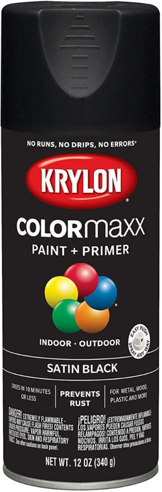 Krylon K05557007 12 oz. Satin Black COLORmaxx Spray (6 Pack)